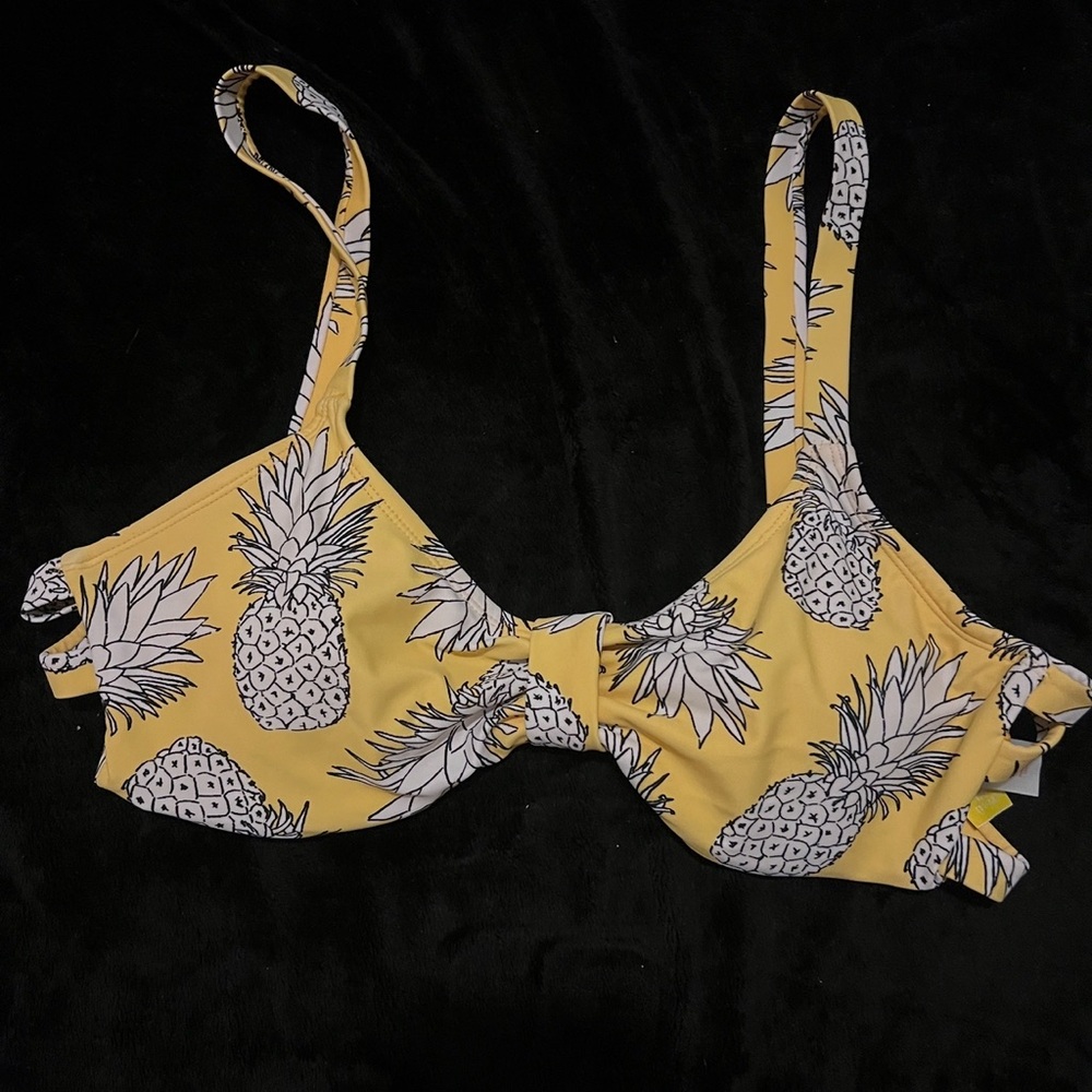 Yellow Pineapple Print Bikini Top